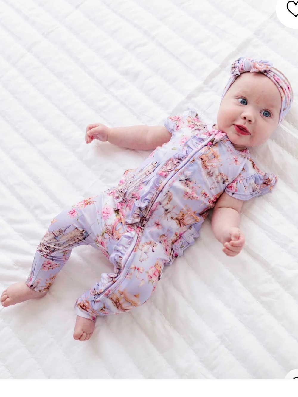 Bums and Roses Convertible Ruffle Romper in a “Knight to Remember” 0-3 Months - Picture 3 of 8